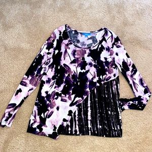 🌺 Simply Vera Vera Wang Purple & Black Long Sleeve Top XL